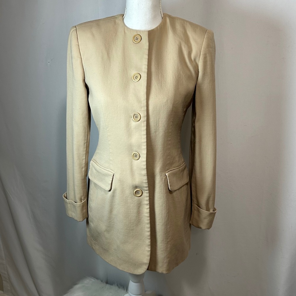 Jones New York Blazer Jacket Women's Size 4 Beige Fitted Career‎ Office